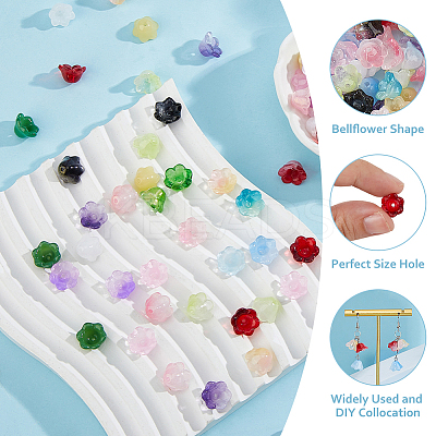 200Pcs 20 Colors Glass Gradient Color Bead Caps GLAA-HS0001-03-1