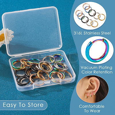 30Pcs 15 Style 316L Surgical Stainless Steel Huggie Hoop Earrings for Girl Women EJEW-TA0001-11-1