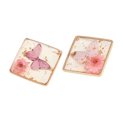 Transparent Epoxy Resin & Printed Pendants KK-F074-01C-1