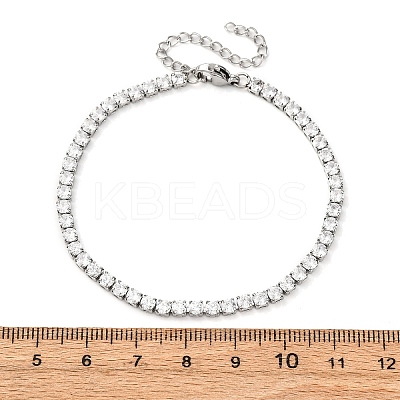 304 Stainless Steel with Cubic Zirconia Link Chain Bracelets for Women BJEW-G754-01B-P03-1