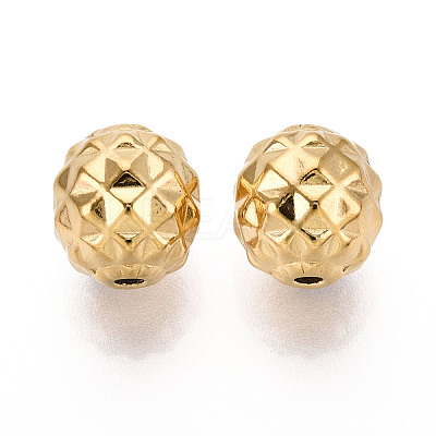 Textured 304 Stainless Steel Waffle Beads STAS-T072-03G-1