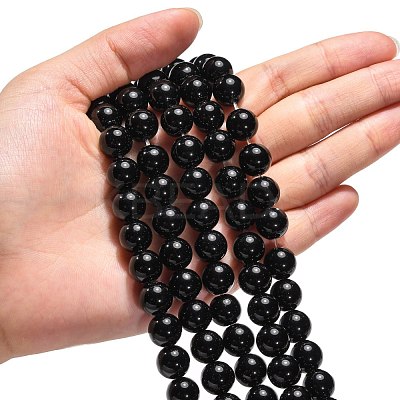 Synthetic Black Stone Beads Strands GSR10mmC044-1