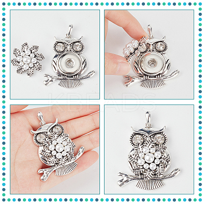 6Pcs 6 Style Alloy Rhinestone Hang Snap Base Pendants FIND-NB0003-51-1