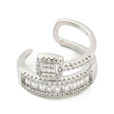 Brass Micro Pave Cubic Zirconia Cuff Rings RJEW-I103-094P-1