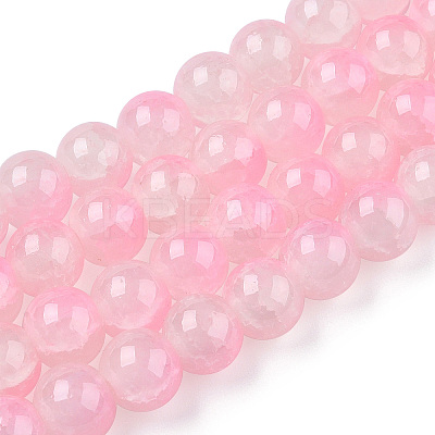 Crackle Baking Paint Imitation Jade Glass Beads Strands DGLA-T003-10mm-01-1