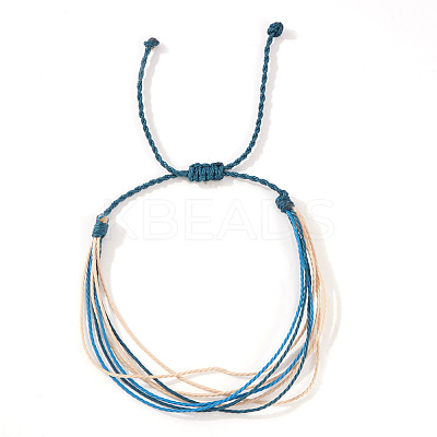 Adjustable Synthetic Fiber & Plush Cord Braided Bracelets AK4281-2-1
