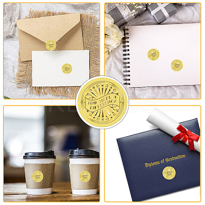 Gold Foil Paper Picture Stickers STIC-WH0030-003-1