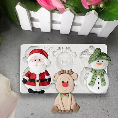 DIY Christmas Snowman & Santa Claus & Deer Fondant Food Grade Statue Silicone Molds X-XMAS-PW0001-024-1