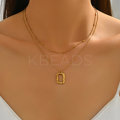 French Stainless Steel Irregular Square Pendant Double-layer Necklaces for Women AH9008-1