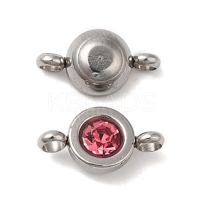 304 Stainless Steel Single Rhinestone Connector Charms STAS-E194-13P-16-1
