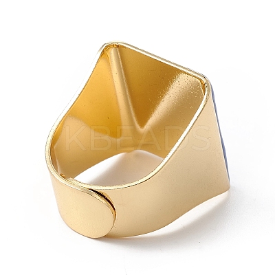 Square Enamel with Evil Eye Wide Band Finger Rings RJEW-A014-02G-04-1
