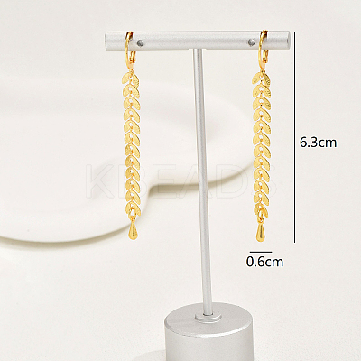 Fashionable Retro Brass Leaf Tassel Hoop Earrings NP2423-1