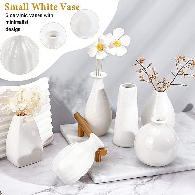 6Pcs 6 Style Mini Ceramic Floral Vases for Home Decor BOTT-NB0001-05-1