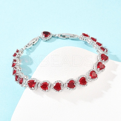 Platinum Tone Brass Micro Pave Cubic Zirconia Tennis Bracelets BJEW-B160-03P-07-1