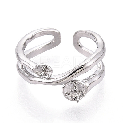 Brass Cuff Ring Settings X-KK-T076-58P-1