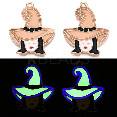 Halloween Theme Rack Plating Luminous Alloy Enamel Pendants ENAM-N056-235G-1