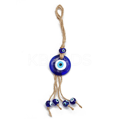 Flat Round Turkish Evil Eye Lucky Blue Eye Pendant Decorations PW23022350698-1