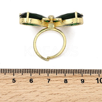 Brass Micro Pave Cubic Zirconia & Glass Finger Rings for Women RJEW-L130-001G-1
