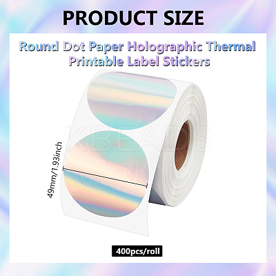 Round Dot Paper Holographic Thermal Printable Label Stickers STIC-WH0004-43-1