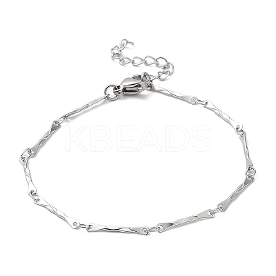 Non-Tarnish 304 Stainless Steel Bar Link Chain Brcelets BJEW-K226-11P-1