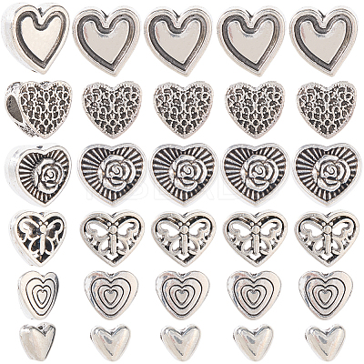 120Pcs 6 Styles Tibetan Style Alloy Beads TIBE-SP0001-22C-1