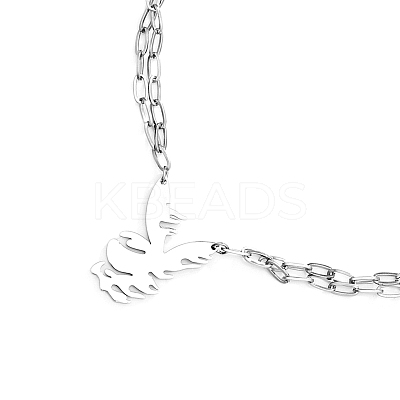 Fashionable Hip-hop 304 Stainless Steel Thorn Rabbit Pendant Necklaces for Women's Daily Wear QJ4694-1