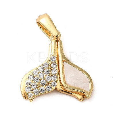 Brass Micro Pave Clear Cubic Zirconia with Acrylic Pendants KK-G483-09G-1