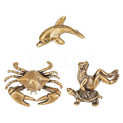 3Pcs 3 Styles Antique Bronze Brass Display Decoraions DJEW-NB0001-44-1