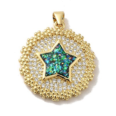 Rack Plating Brass Micro Pave Cubic Zirconia Pendants X-KK-D088-03G-1