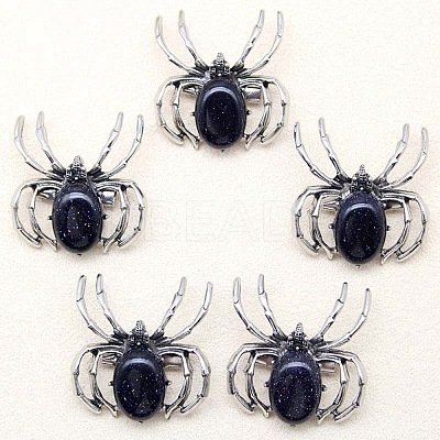 Synthetic Blue Goldstone Brooch PW-WG35787-02-1