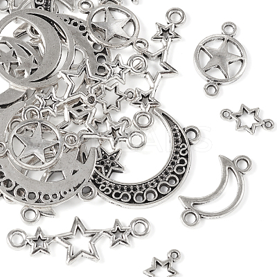 36Pcs 6 Styles Tibetan Style Zinc Alloy Connector Charms FIND-TA0002-96-1