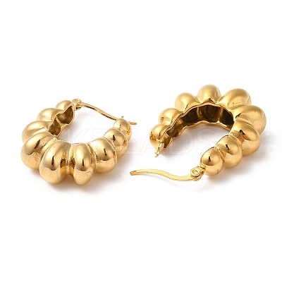 Ion Plating(IP) 304 Stainless Steel Croissant Hoop Earrings EJEW-K244-35G-1