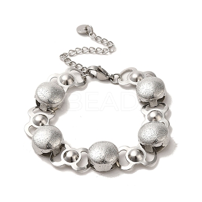 Non-Tarnish 304 Stainless Steel Flat Round Link Chain Bracelet BJEW-Q776-02A-02-1