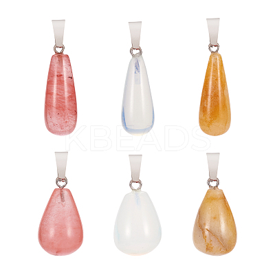 12Pcs 6 Style Natural & Synthetic Gemstone Pendants G-FW0001-23-1