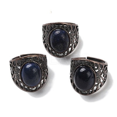 Natural Lapis Lazuli Oval Adjustable Rings RJEW-K271-06R-23-1
