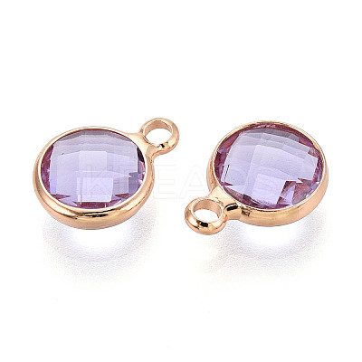 Golden Tone Brass Glass Charms X-GLAA-ZX008-24I-G-1