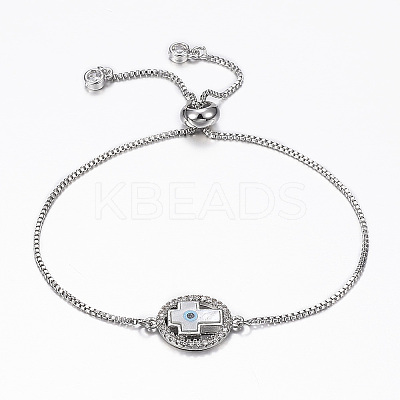 Adjustable Brass Micro Pave Cubic Zirconia Bolo Bracelets BJEW-G583-08P-1