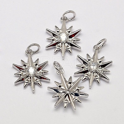 Snowflake Brass Micro Pave AAA Cubic Zirconia Pendants LS-ZIRC-L050-03P-NR-1