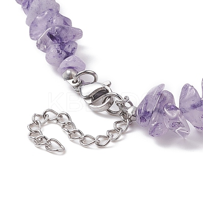 Natural Amethyst Chips Beaded Necklaces NJEW-JN04275-02-1