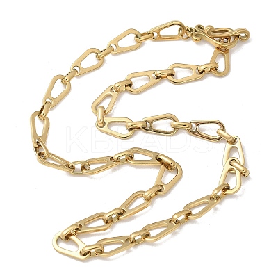 304 Stainless Steel Teardrop Link Chain Necklaces for Women NJEW-R012-02G-1