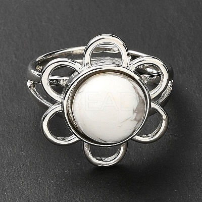 Natural Howlite Adjustable Rings RJEW-P043-01P-21-1