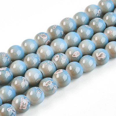 Baking Paint Glass Beads Strands DGLA-N008-8mm-06-1