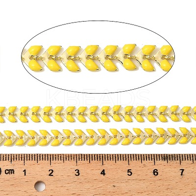 Brass Enamel Leaf Link Chains CHC-F021-02G-05-1