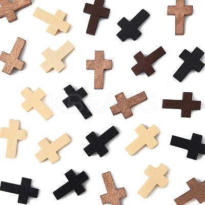 100Pcs 4 Colors Wooden Pendants WOOD-FS0001-50-1