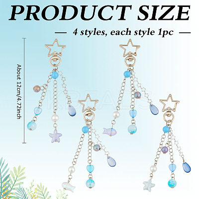 4Pcs Glass & Acrylic Pendant Decorations HJEW-MA00024-1