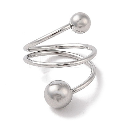 Non-Tarnish 304 Stainless Steel Wire Wrap Spiral Cuff Rings for Women RJEW-G315-08A-P-1