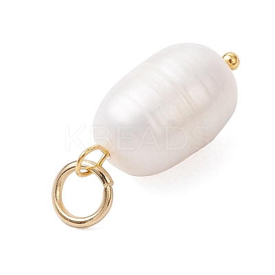 2Pcs 2 Colors Natural Cultured Freshwater Pearl Rice Pendants PALLOY-JF04200-1