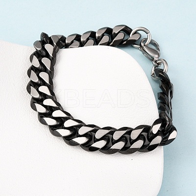 304 Stainless Steel Cuban Link Chain Bracelets for Men Women BJEW-C124-04B-02-1