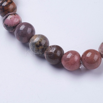 Natural Rhodonite Beaded Stretch Bracelets BJEW-I253-8mm-26-1