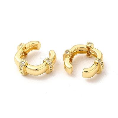 Square Rack Plating Brass Micro Pave Cubic Zirconia Cuff Earrings for Women EJEW-H091-34G-1